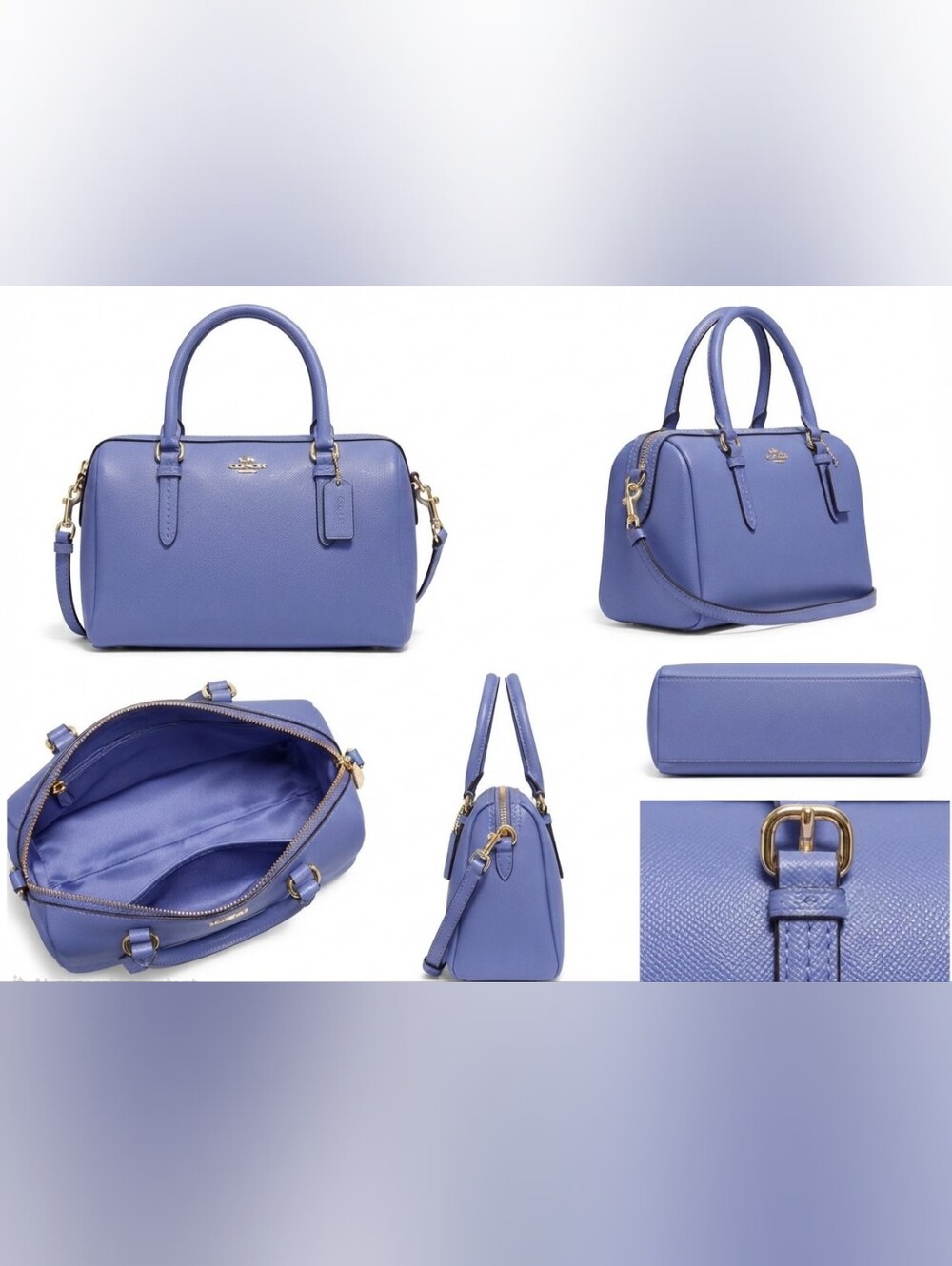 Coach Cornflower Blue Crossgrain Leather Mini Bennett Satchel Crossbody